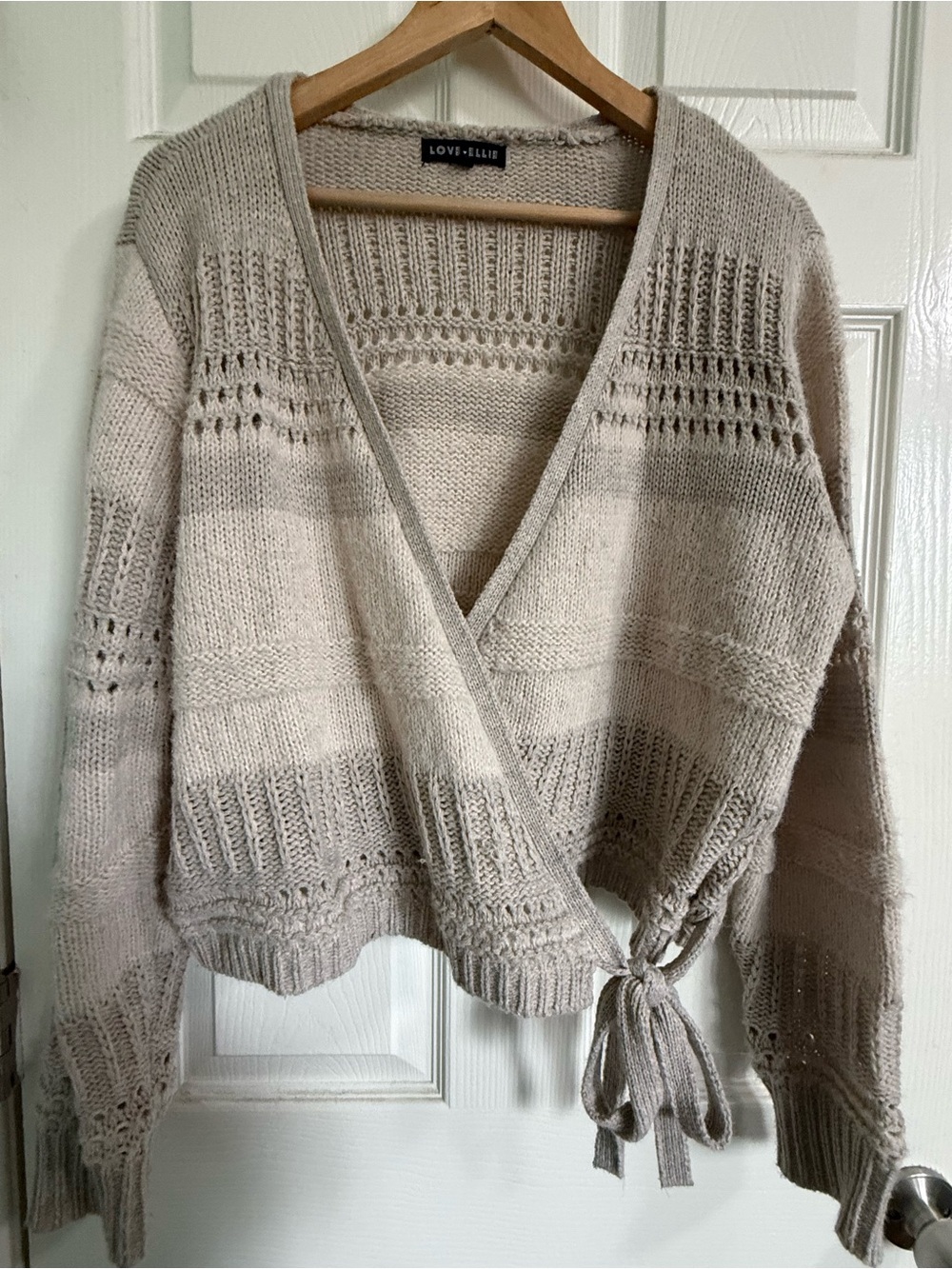 Love + Ellie Taupe Wrap Cardigan with Side Tie